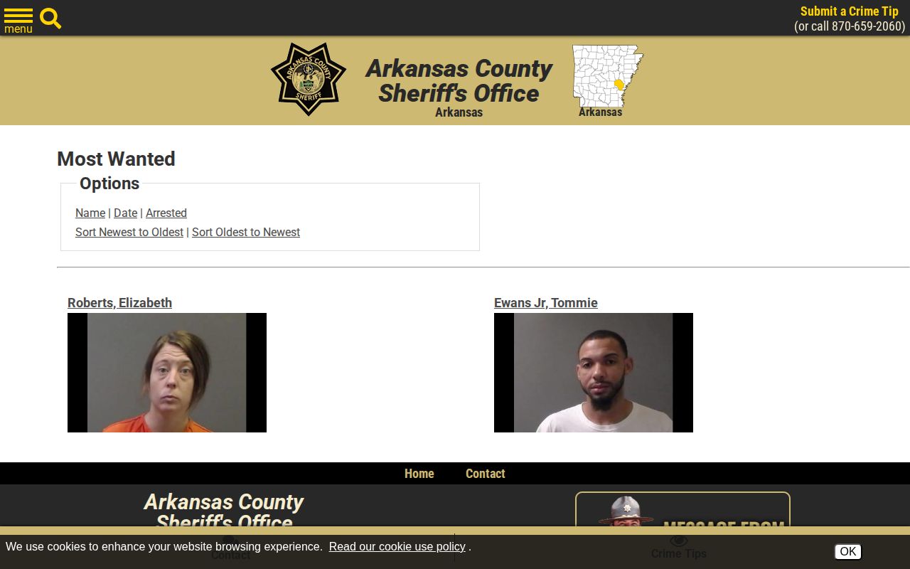 Arkansas County Sheriff most wanted arrest list