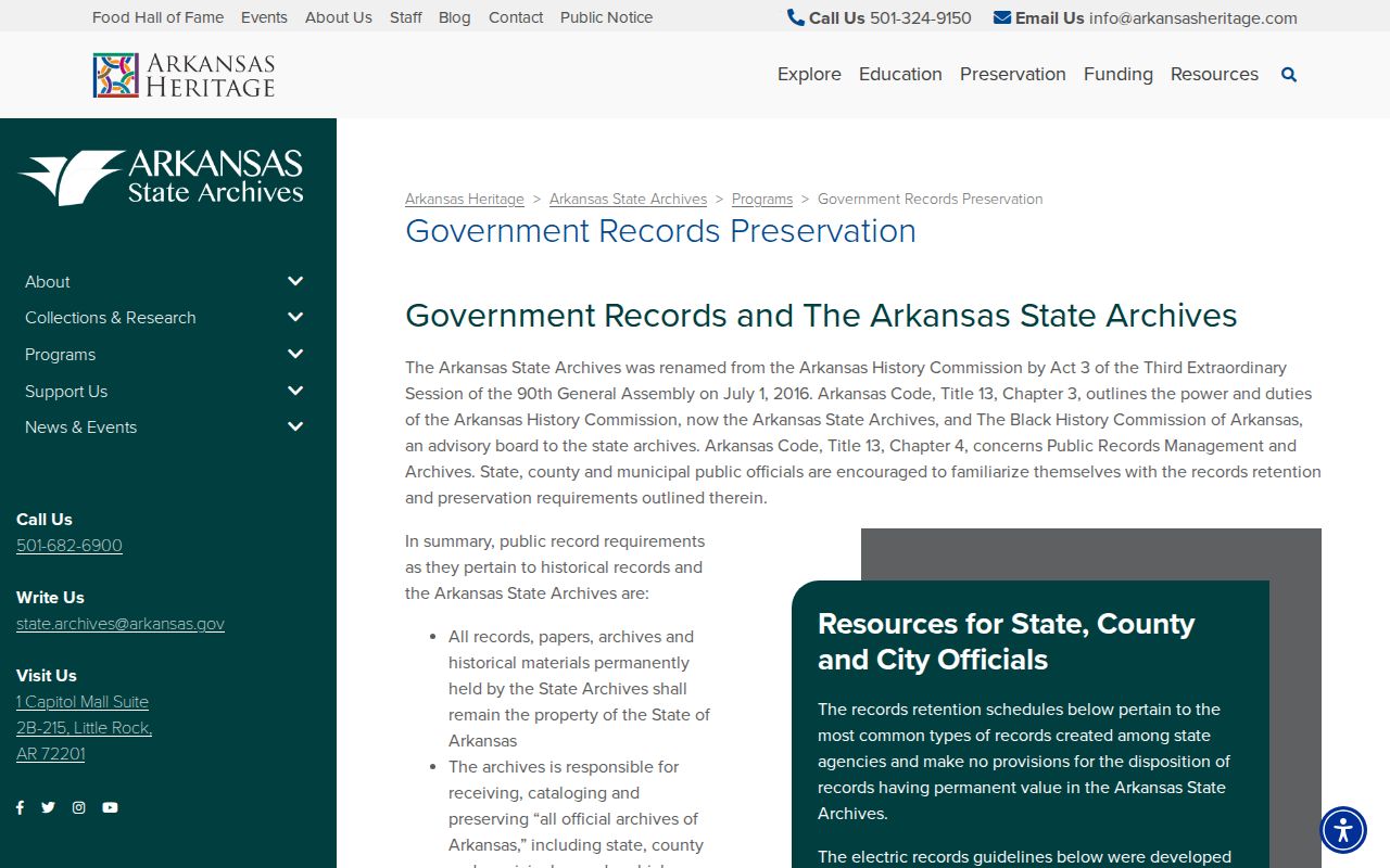 Arkansas State Archives path for older Arkansas County arrest record preservation questions