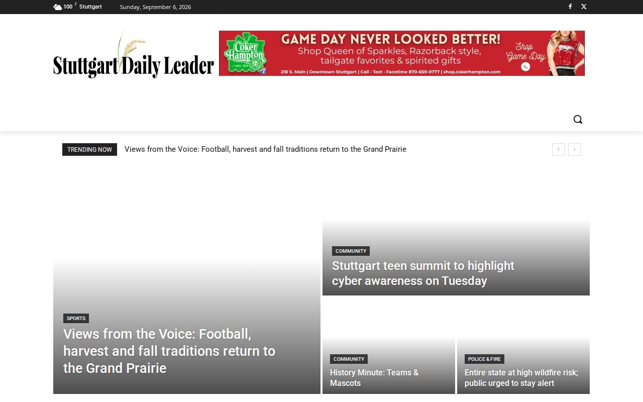 Stuttgart Daily Leader source for selected Arkansas County police incident reporting